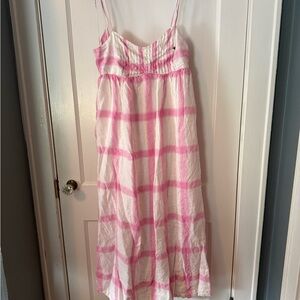 Anthropologie Maeve Pink and White Polka Dot Dress